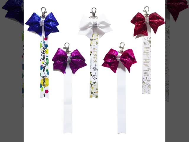 Unique Personalized Gifts Pre-Tied Sublimation Blank Bowknot Keyring With Double Sided Printing Ribbon Lanyard DIY Colored Cute Bow Decoration