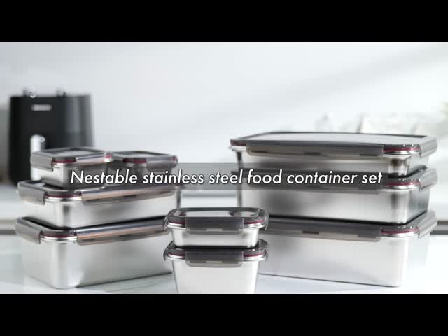SS304 Stainless Steel Food Container 0.45mm Thick with Locking Lid