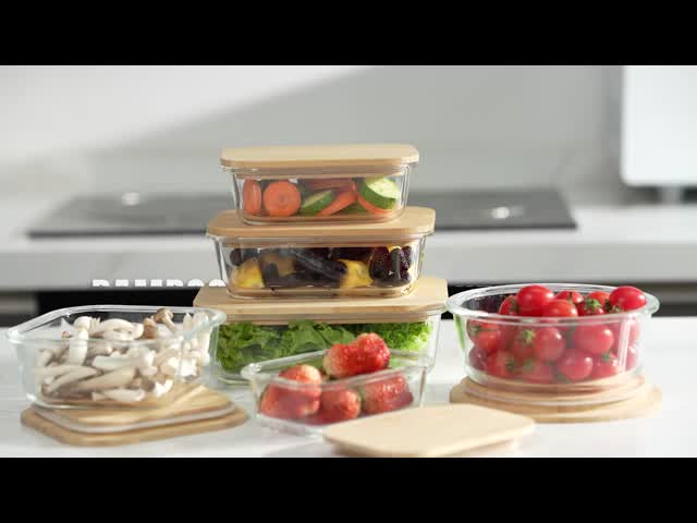 IKOO Bamboo Lid Glass Food Container - Microwave & Oven Safe