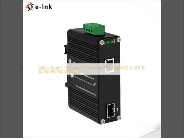 Mini Industrial PoE Media Converter 100 1000BASE-X SFP To 10 100 1000BASE-T 30W
