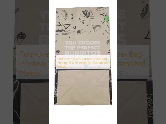 Fold-over Closure Custom Paper Bag Printing 10 X 10 Inches for Customized Needs