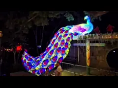 Park Zigong Peacock Lanterns Handcrafted for Outdoor Light Exhibitions