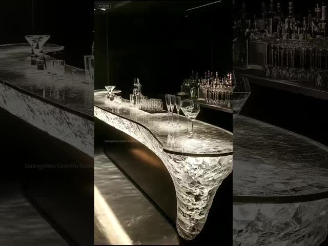 Luxury Glass-like Epoxy Resin Kitchen Island Table Countertop Creative Transparent Glowing Crystal Table for Office Home