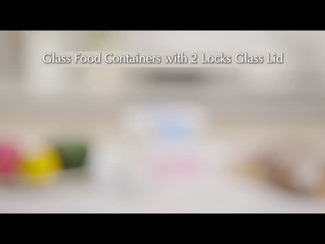 IKOO Dual-Lock Glass Food Container with Transparent Glass Lid
