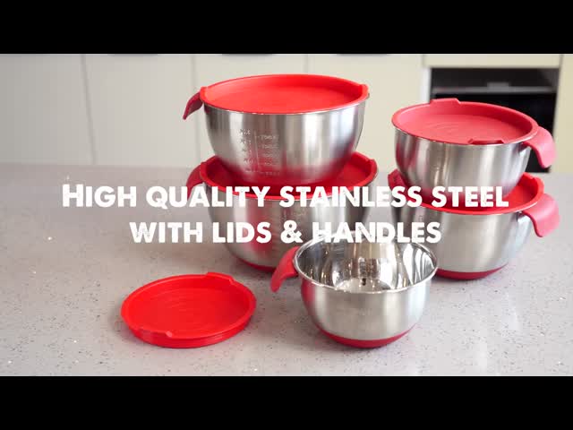 304 Stainless Steel Mixing Bowl with ABS Lid 1200ml-4500ml