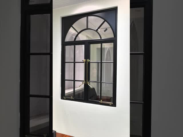 6063-T5 Aluminum Alloy Casement Window Storms Resistant French Retro Style