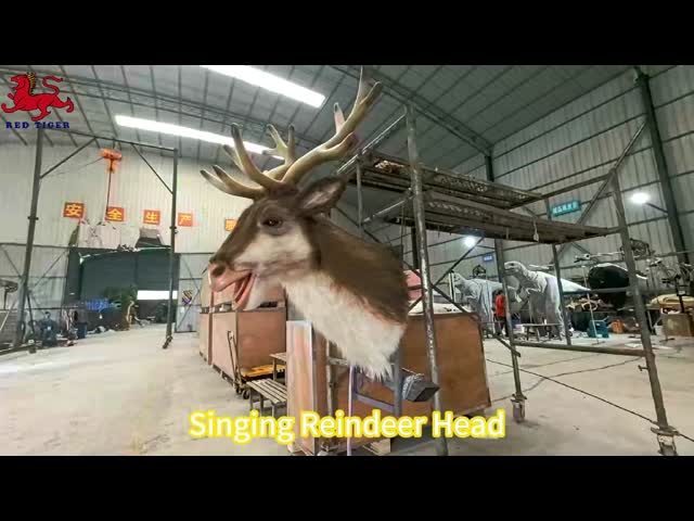 Custom Color Animatronic Singing Reindeer Head with 110V-220V Power and 1 Year Warranty for Christmas Entertainment