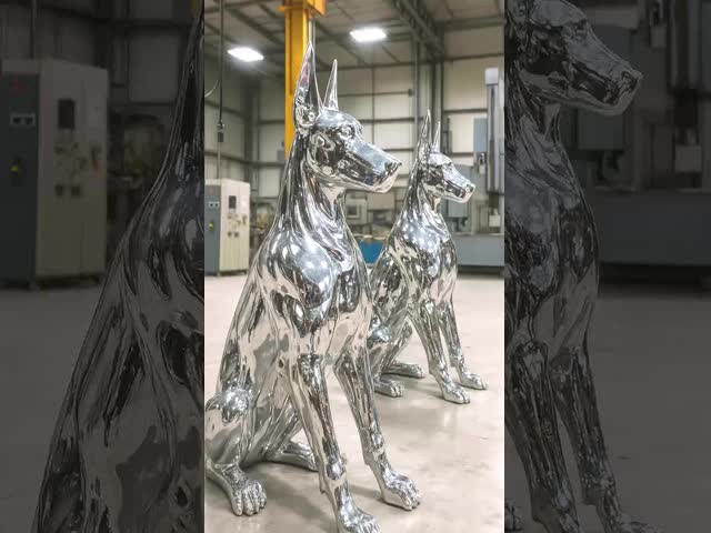 Geometric Painted Stainless Steel Gorilla Sculpture
