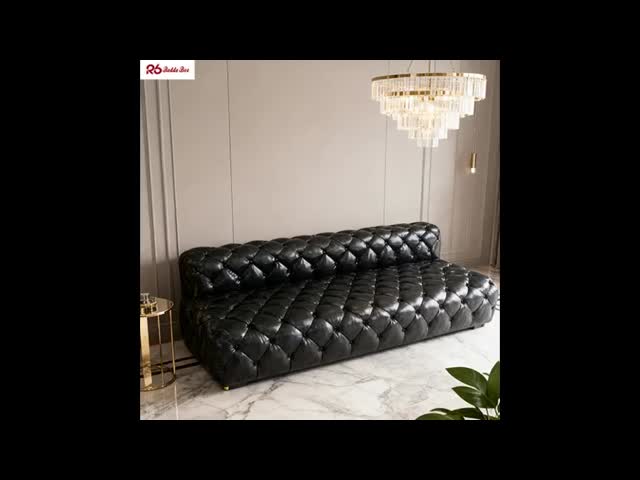 Chesterfield Full Tufted Leather Sofa Couch 3 Seater For Reception Room