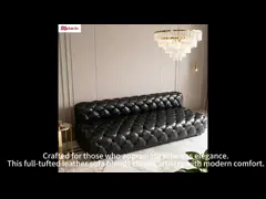 Chesterfield Full Tufted Leather Sofa Couch 3 Seater For Reception Room