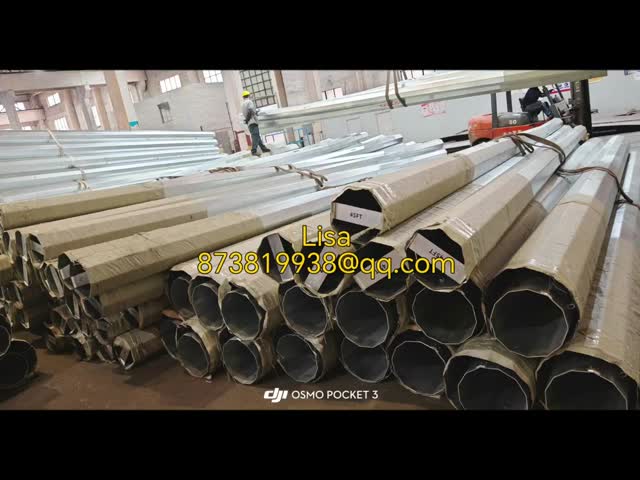 Philippines 25FT-45FT Octagonal Steel Pole with Hot Dip Galvanized & Bitumen Painted Surface