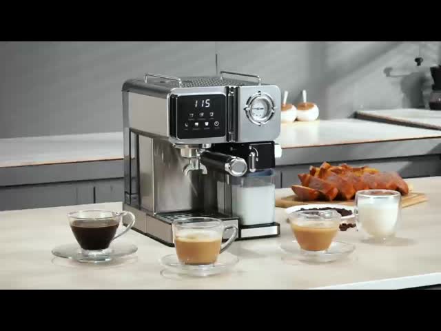 Anbo Digital Professional Expresso Coffee Machine with Pressure Gauge Multifunctional Latte Flat White Cappuccino Cafetera