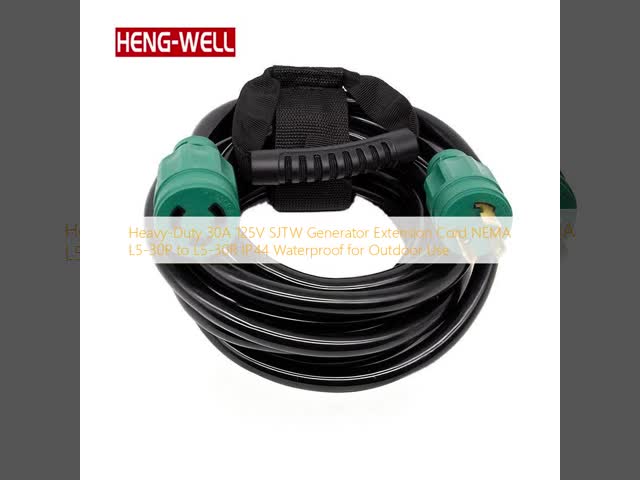 Heavy-Duty 30A 125V SJTW Generator Extension Cord NEMA L5-30P to L5-30R IP44 Waterproof for Outdoor Use