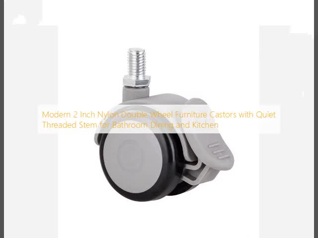 Modern 2 Inch Nylon Double Wheel Furniture Castors with Quiet Threaded Stem for Bathroom Dining and Kitchen