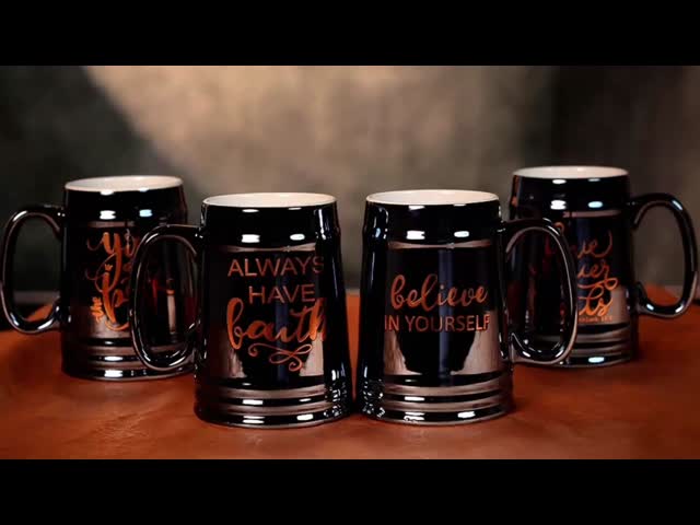 680ml Souvenir mug with decal fired and electroplated for cultural and tourism creative store
