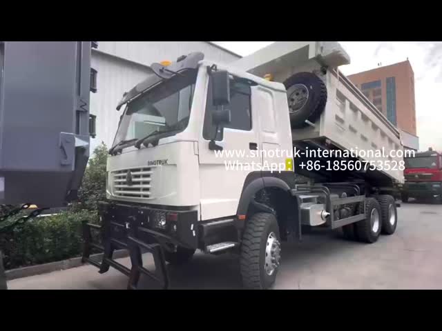 SINOTRUK 371HP   6 × 6  RHD HOWO Dump Truck  White 19-20CBM  Front Lifting Fully driven, with tarpaulin, Popular Model in Guyana