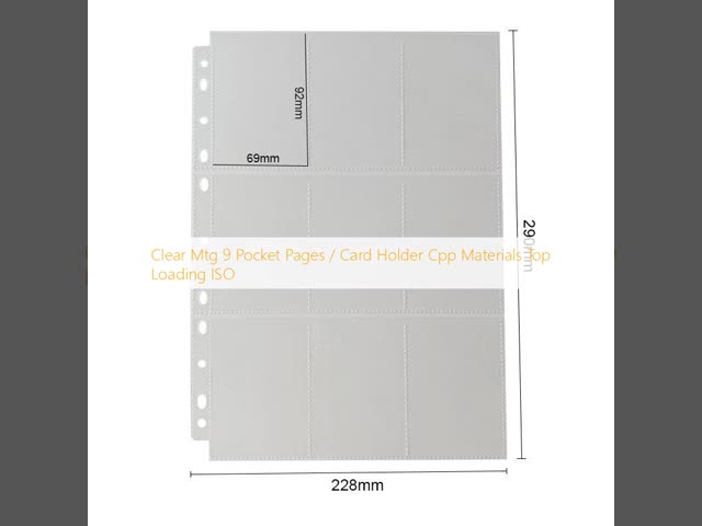 Clear Mtg 9 Pocket Pages /  Card Holder Cpp Materials Top Loading ISO