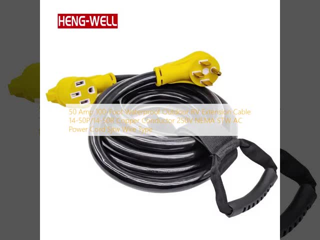 50 Amp 100-Foot Waterproof Outdoor RV Extension Cable 14-50P/14-50R Copper Conductor 250V NEMA STW AC Power Cord Sjtw Wire Type