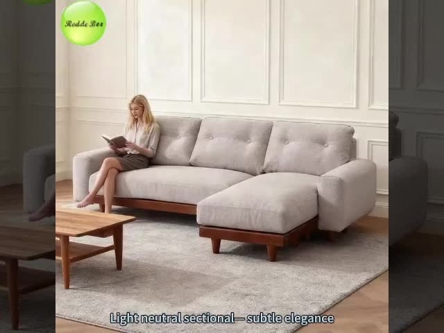 Light Neutral Sectional: Subtle Elegance, Wood Edge – A Smart Choice for Design-Forward Calm Interiors