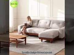 Light Neutral Sectional: Subtle Elegance, Wood Edge – A Smart Choice for Design-Forward Calm Interiors