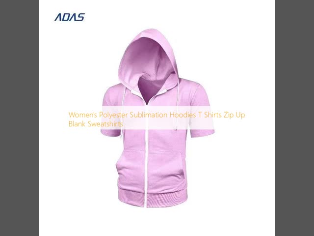 Women's Polyester Sublimation Hoodies T Shirts Zip Up Blank Sweatshirts