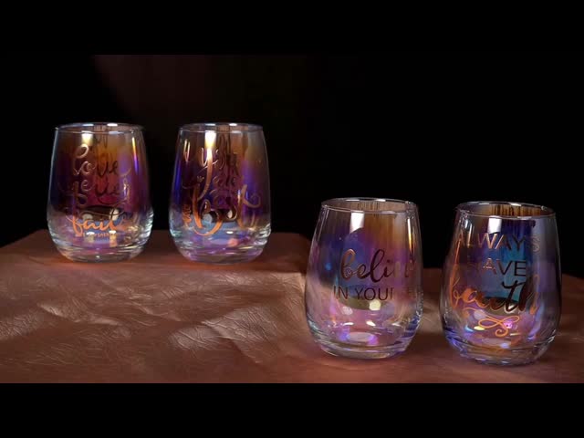 Souvenir cup 430 ml featuring iridescent electroplating and rose gold foil decal perfect for souvenir stores and gift shops