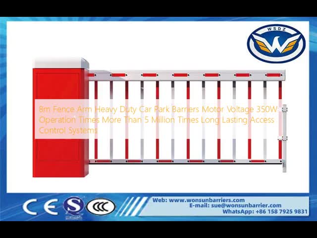 8m Fence Arm Heavy Duty Car Park Barriers Motor Voltage 350W Operation Times More Than 5 Million Times Long Lasting Access Control Systems