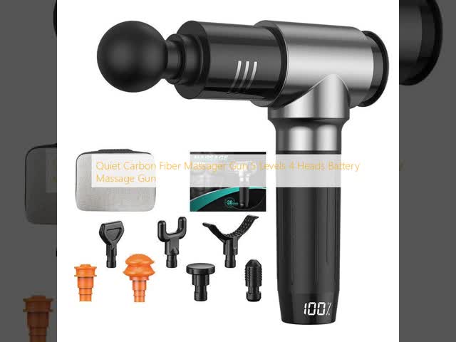 Quiet Carbon Fiber Massager Gun 5 Levels 4 Heads Battery Massage Gun
