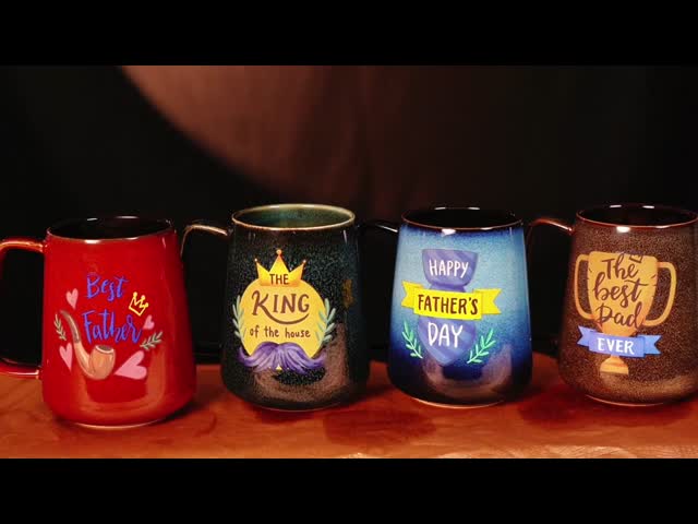 830 Ml Transmutation Glaze Mug With Heat Changing Decal Fired For Father's Day For Gift Shop