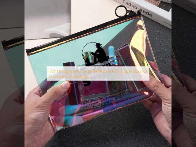Hot Holographic Laser Reflective Pvc Zipper Bag for Cosmetics Packaging