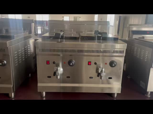 OEM Stainless Steel Commercial Grade Gas Fryer Twin Tank With Safety Valve