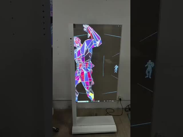 55 Inch OLED Transparent Screen See Through Oled Display Floor Standing L Model