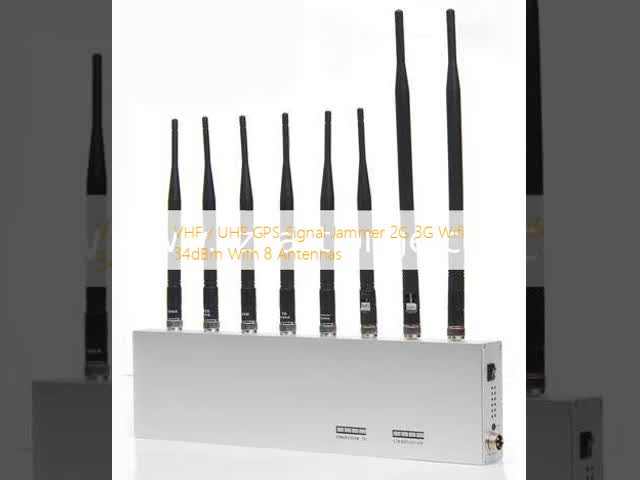 VHF / UHF GPS Signal Jammer 2G 3G Wifi 34dBm With 8 Antennas