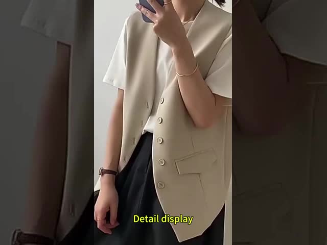 Dark Colored Contrasting Patchwork Suit Vest With A Niche Design Sense , Loose Sleeveless Jacket With Fringed Edges