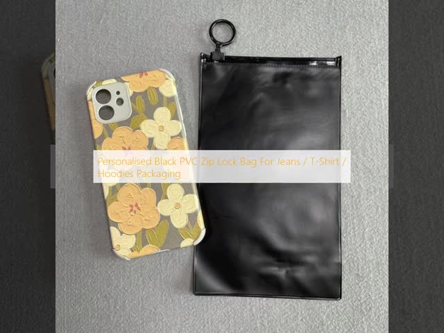 Personalised Black PVC Zip Lock Bag For Jeans / T-Shirt / Hoodies Packaging