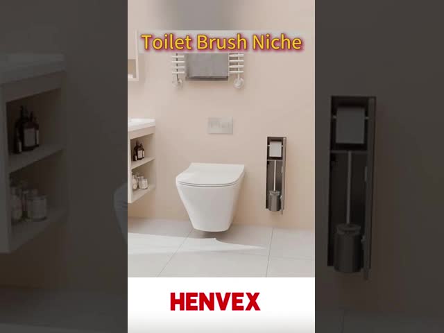 Modern Rimless Recessed Toilet Brush Cabinet 304 Stainless Steel Wall Niche 608x176x176mm