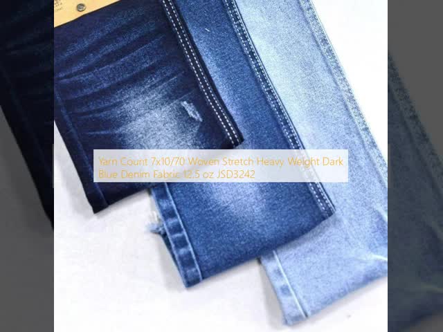 Yarn Count 7x10/70 Woven Stretch Heavy Weight Dark Blue Denim Fabric 12.5 oz JSD3242
