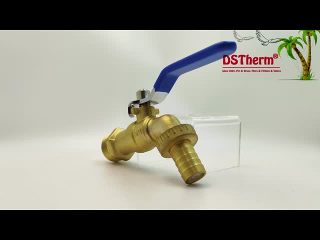 Gold Plated Heavy Duty Classic Blue Iron Handle Bibcocks Water Spout Faucet Spigot Water Tap 3/4