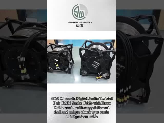 Industrial Electric CAT6 SF/UTP Network Cord Retractable Cable Reel with 8 Channel Shielded SFTP and 4x16A Signal Sockets