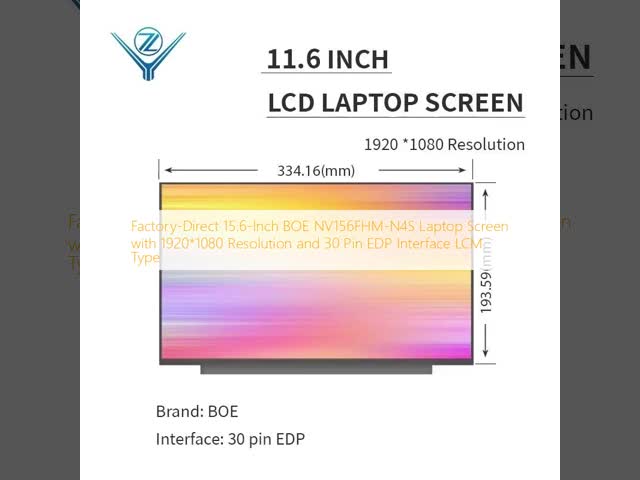 15.6 Inch Laptop LCD Screen BOE 1920x1080 Resolution 2 Lane 30 Pin EDP Interface Display