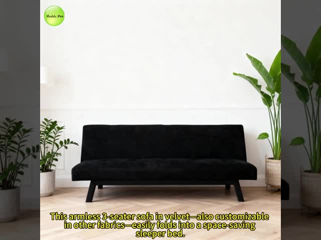 Luxury Velvet 3 Seater Armless Living Room Sofa Convertible Sleeping Foldable Sofa Bed For Small Apartment