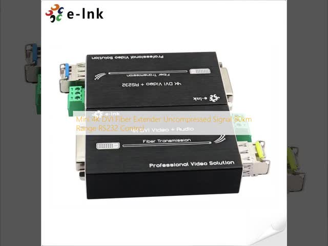 Mini 4K DVI Fiber Extender Uncompressed Signal 80km Range RS232 Control