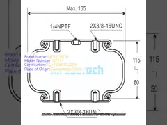 W013587731 Mola Pneumática de Borracha Convoluta Simples Firestone 1/4NPTF Conexão Pneumática