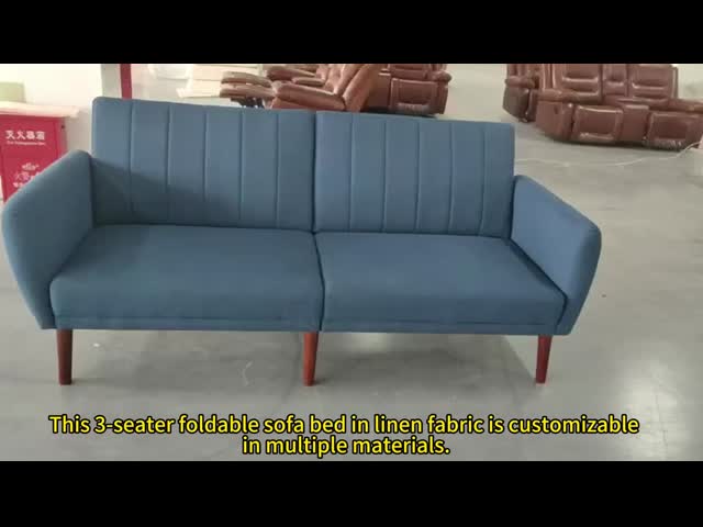 Minimalist Style 3 Seater Linen Fabric Sofa Space-Saving Living Room Furniture Convertible Sleeping Foldable Sofa Bed