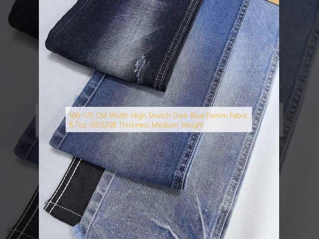 168-170 CM Width High Stretch Dark Blue Denim Fabric 8.7oz JSD3208 Thickness Medium Weight