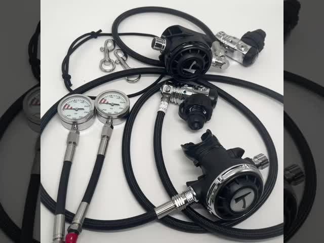 Balanced Scuba Sidemount Diving Regulator Set With Metal Pressure Gauge