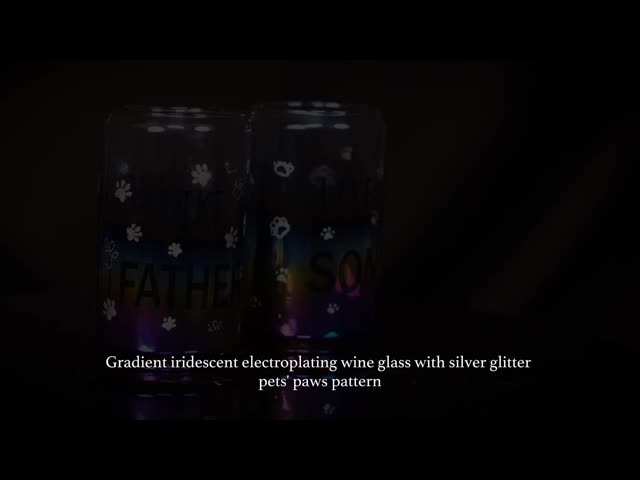 Father's Day Cups Dia 6*5cm 11.8cmH 310ml With Gradient Electroplating And Glitter Pet Paws