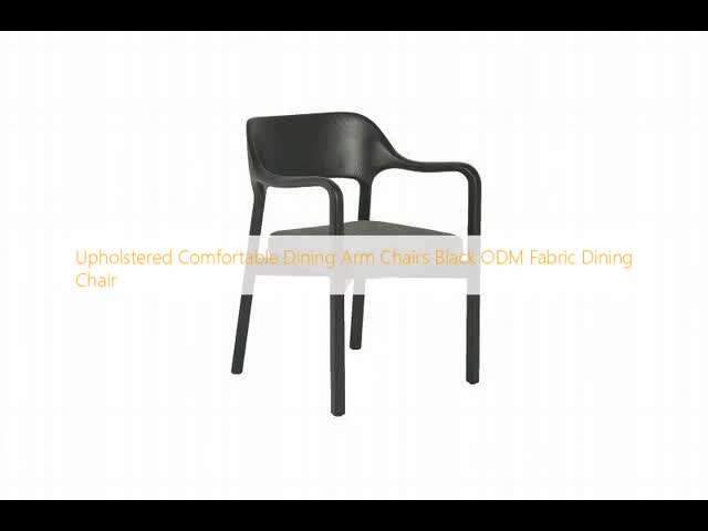 Upholstered Comfortable Dining Arm Chairs Black ODM Fabric Dining Chair