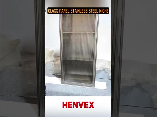 Modern Built-in Glass Door Stainless Steel Shower Niche with Corrosion Resistant 304/316 Chrome Plated Finish