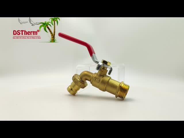 Gold Plated Heavy Duty Classic Red Iron Handle Bibcocks Water Tap Spout Faucet Spigot 1/2